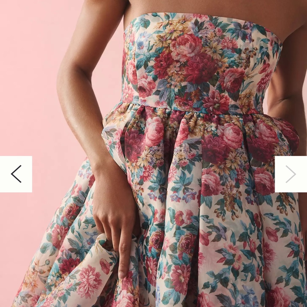 Selkie Strapless Floral Babydoll Dress